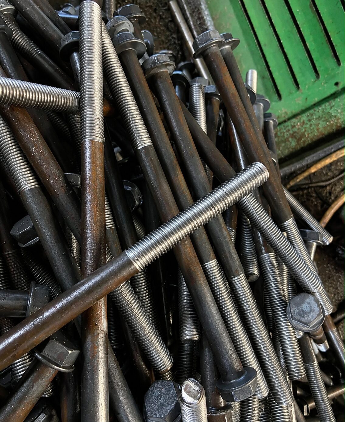 Bulk stock of centre bolts and hardware at Petfetch Springs workshop
