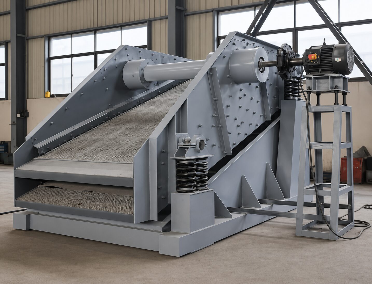 Industrial mining vibrating screen fitted with vibro compression coil springs